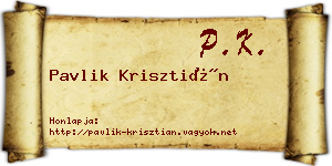 Pavlik Krisztián névjegykártya